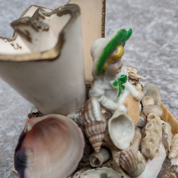 Victorian shell puzzle art piece porcelain doll sea shell whimsy OOAK - Picture 7 of 12